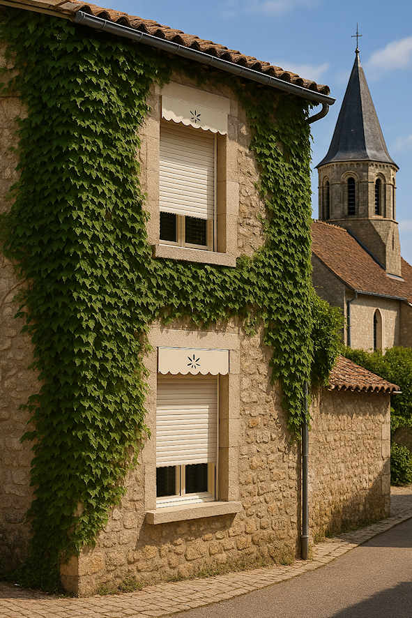maison avec lambrequin cache volet