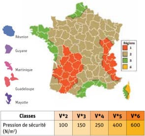 Carte de France résistance au vent des volets roulants