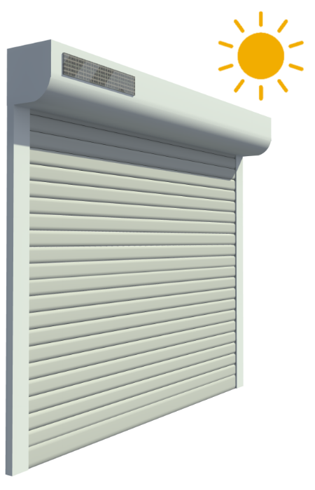 volet roulant aluminium solaire, coffre quart de rond